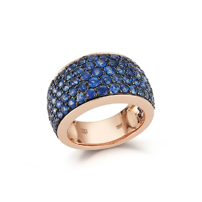 Shop Stylish Jewelry Now And Save Big LYTTON 18K GOLD ALL PAVE BLUE SAPPHIRE BOMBE RING