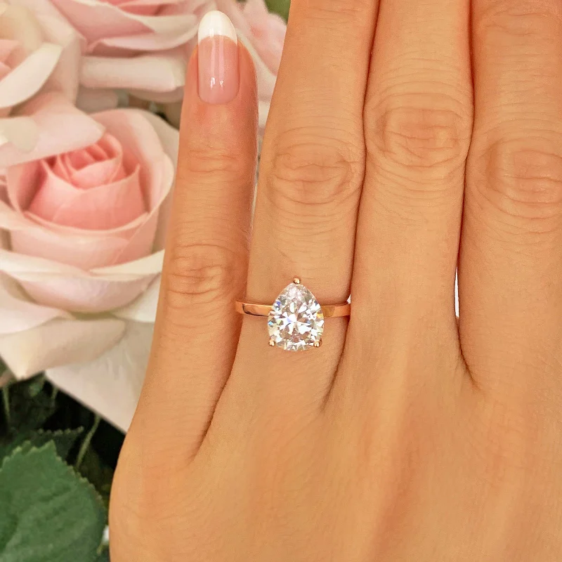 3 ct Pear Solitaire Ring - Rose GP, 50% Final Sale