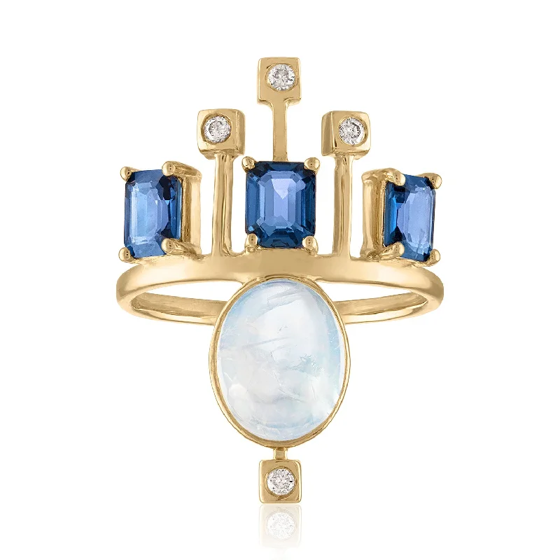 Premium Jewelry Now Available At Special Discounts QUEEN OF SHEBA MOONSTONE AND SAPPHIRE RING