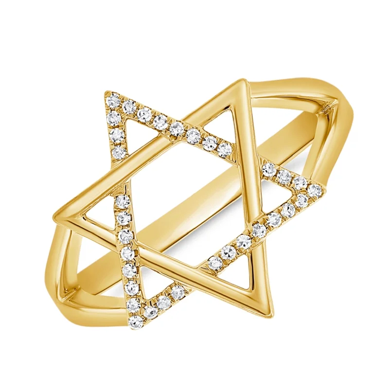 Diamond and Solid Large Star of David Ring