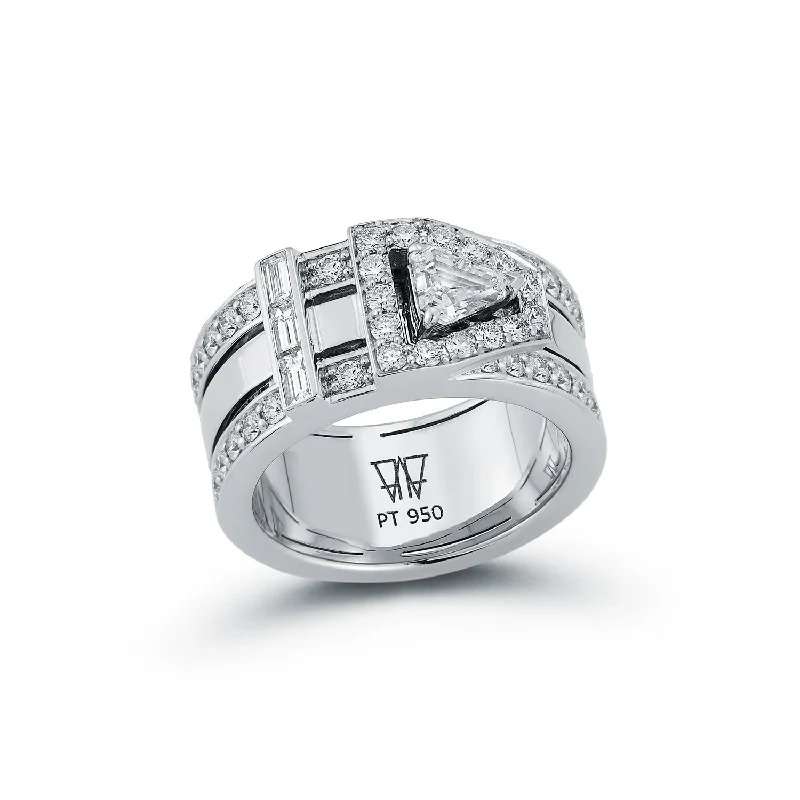 Huge Savings On Timeless Jewelry Collections KEYNES PLATINUM AND DIAMOND BUCKLE RING