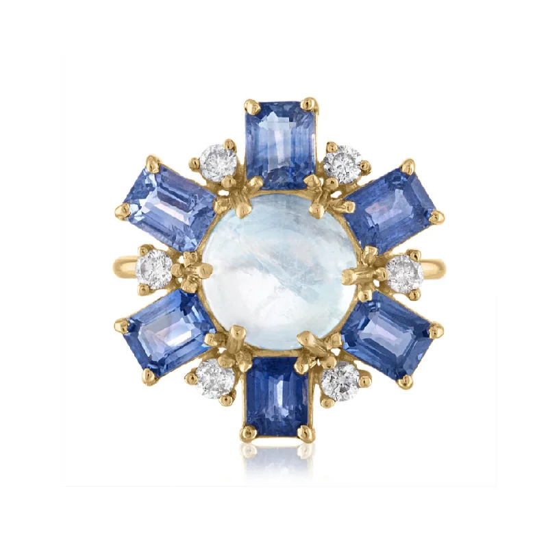 Celebration Moonstone and Sapphire Ring