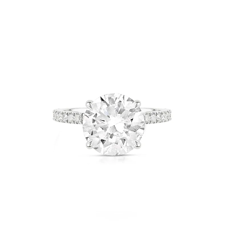 Round Brilliant Cut Lab Diamond on Pave Band Ring - IGI Certified