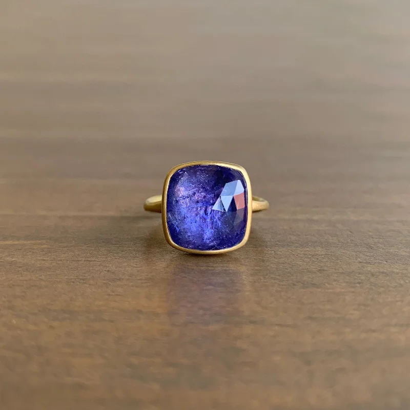 Tanzanite Rose Cut Cushion Ring