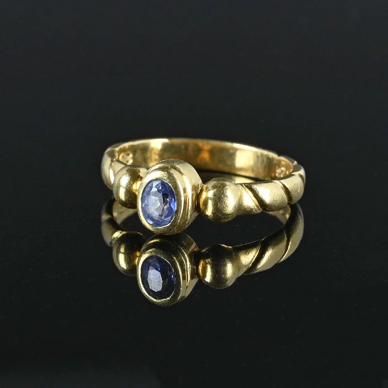 Vintage 18K Gold Natural Sapphire Ring Band