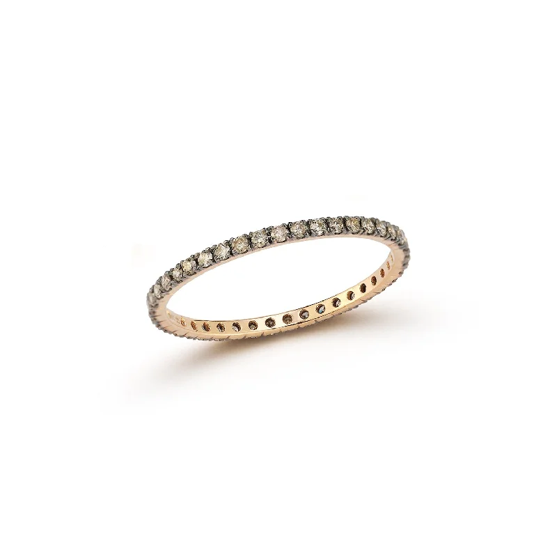 WF CLASSIC 18K GOLD AND CHAMPAGNE DIAMOND ETERNITY BAND RING