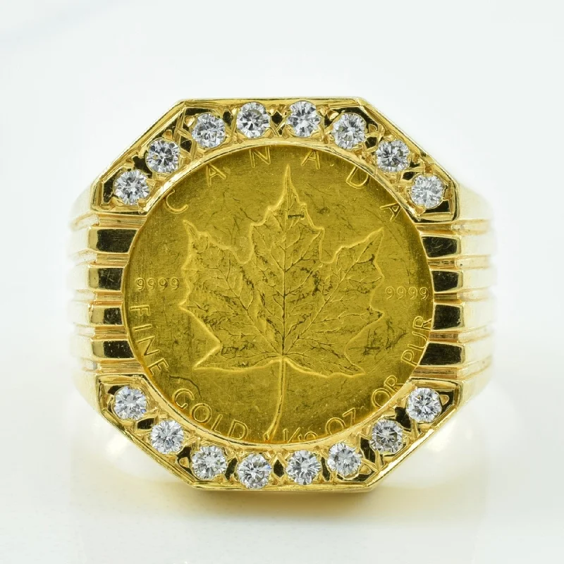 Elegant Jewelry, Exclusive Prices – Shop Now 1/10oz Gold Maple & Diamond Ring | 0.32ctw | SZ 9.5 |