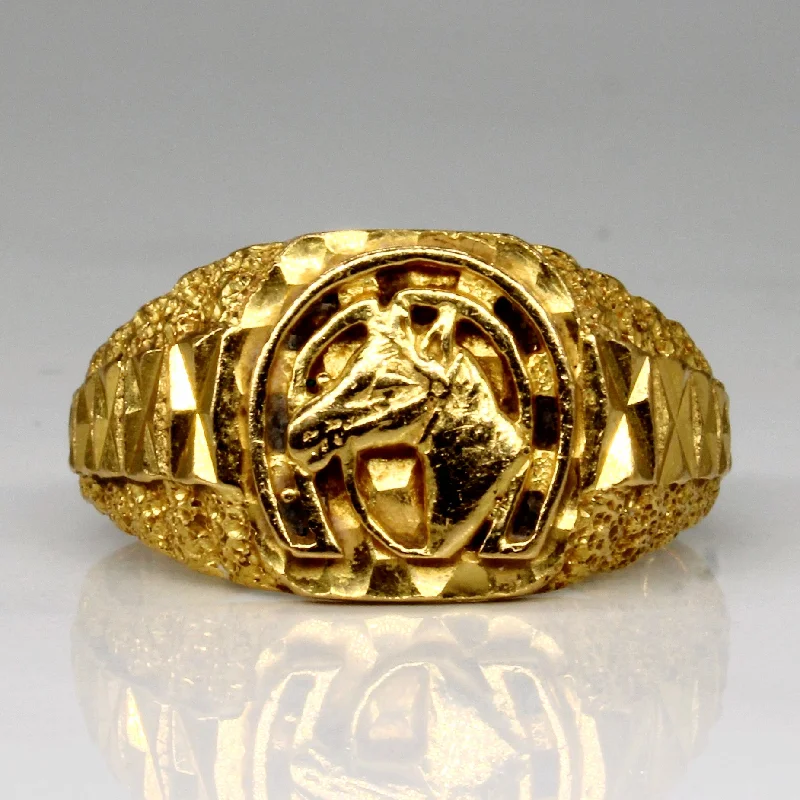 Accessorize For Less – Luxury Jewelry At Affordable Prices 22k Yellow Gold Horse Ring | SZ 9 |