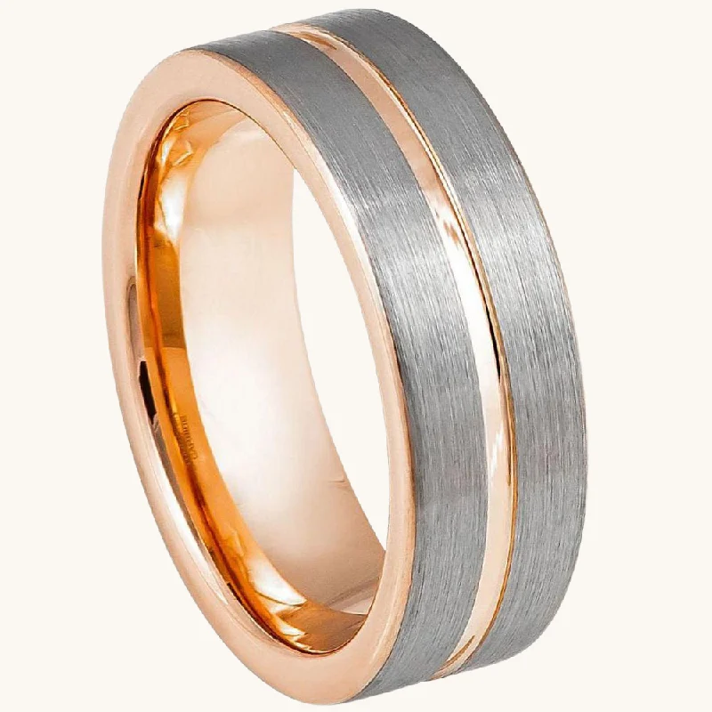 Get The Jewelry You Love At A Price You Love Tungsten Brushed Band w/ Rose Center