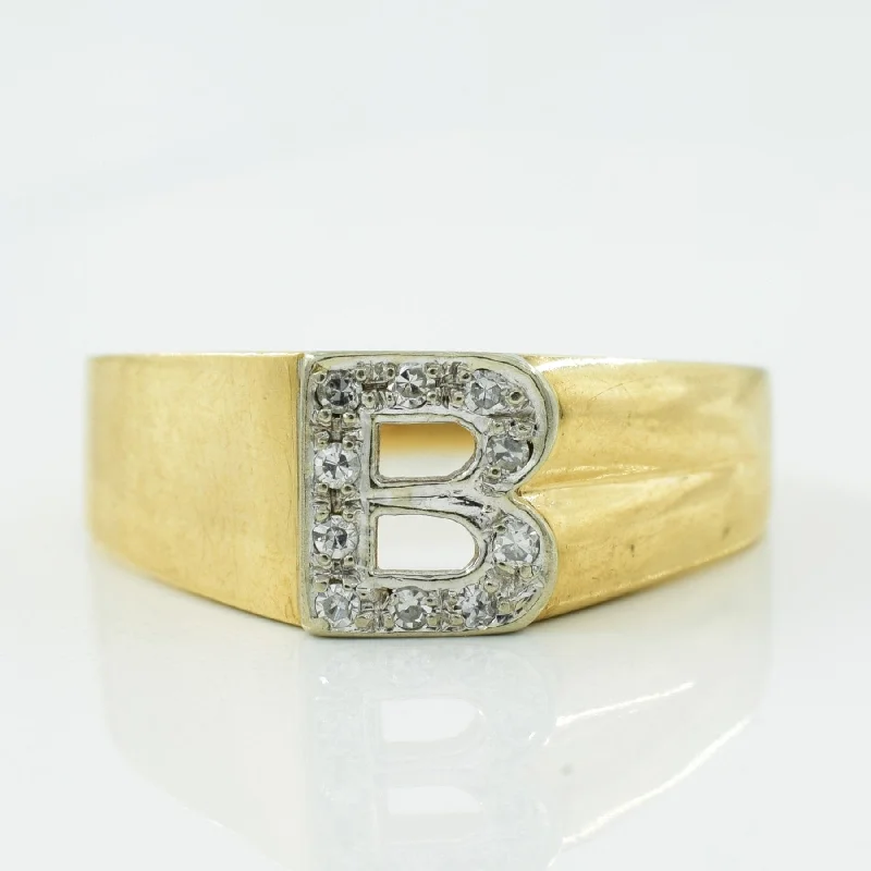 Elegant Jewelry Pieces At Unbelievable Prices 'B' Initialed Diamond Ring | 0.10ctw | SZ 10.5 |