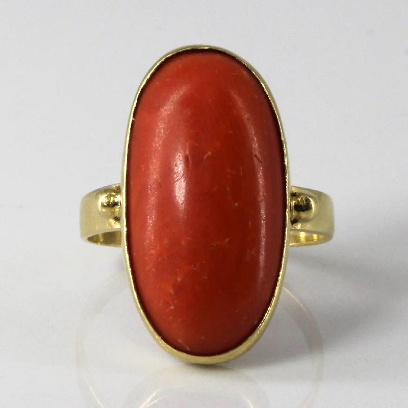 Handcrafted Beauty At Affordable Prices Bezel Set Coral Cocktail Ring | 9.00ct | SZ 6 |