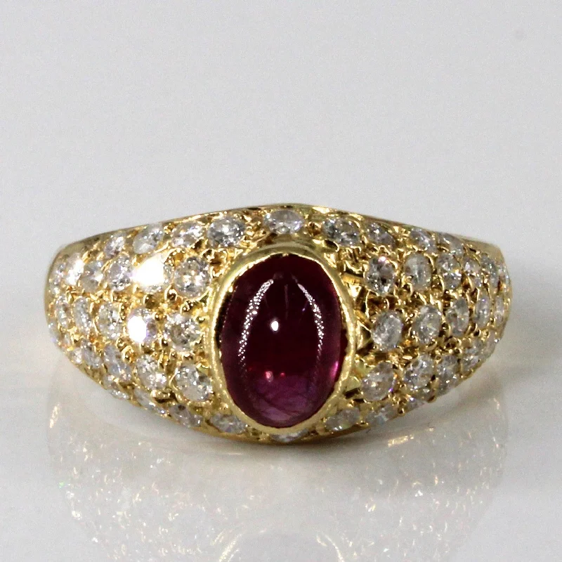 Flash Jewelry Sale – Get Stunning Pieces At Low Prices Bezel Set Ruby & Cluster Diamond Dome Ring | 1.30ct | 1.00ctw | SZ 6 |