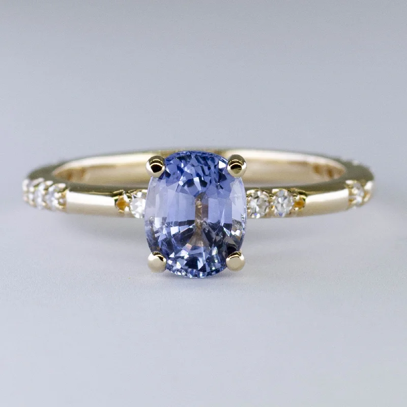 Exclusive Jewelry Sale – Sparkle For Less '100 Ways' Accented Oval Ceylon Sapphire Ring | 1.56ct | SZ 7 |