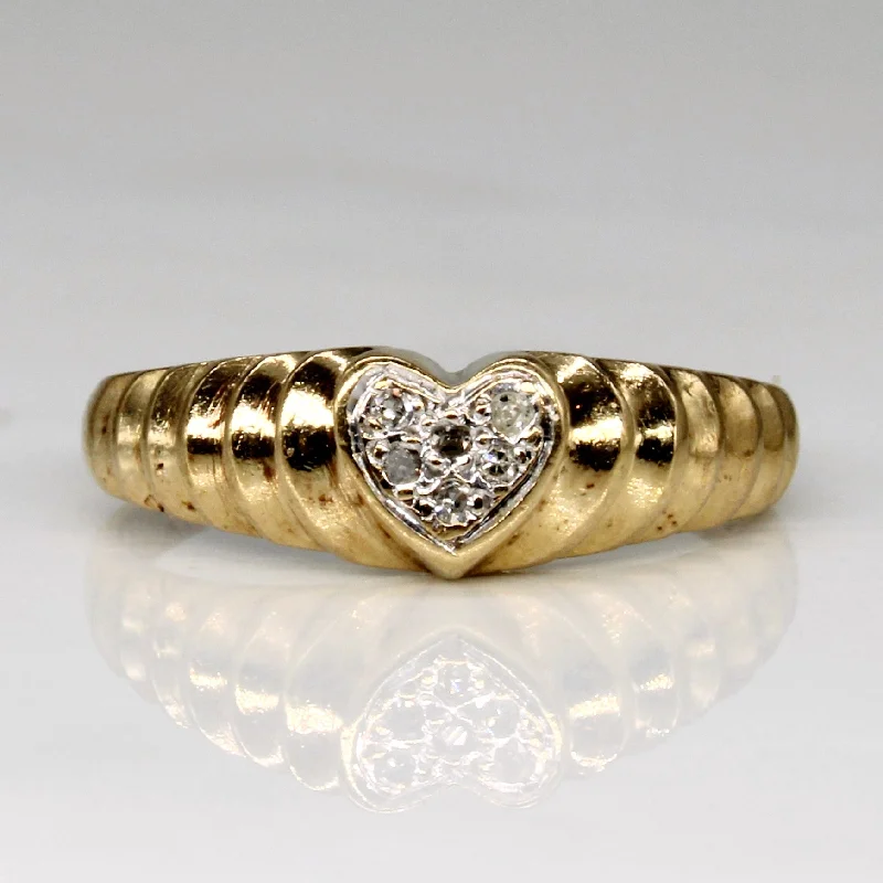 Trendy Minimalist Jewelry For Everyday Wear Diamond Heart Ring | 0.03ctw | SZ 5.5 |