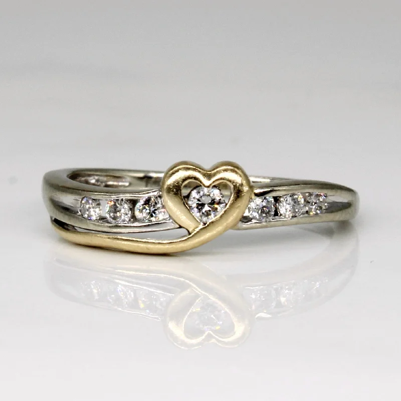 Delicate Crystal Jewelry For Sophisticated Charm Diamond Heart Ring | 0.09ctw | SZ 5 |