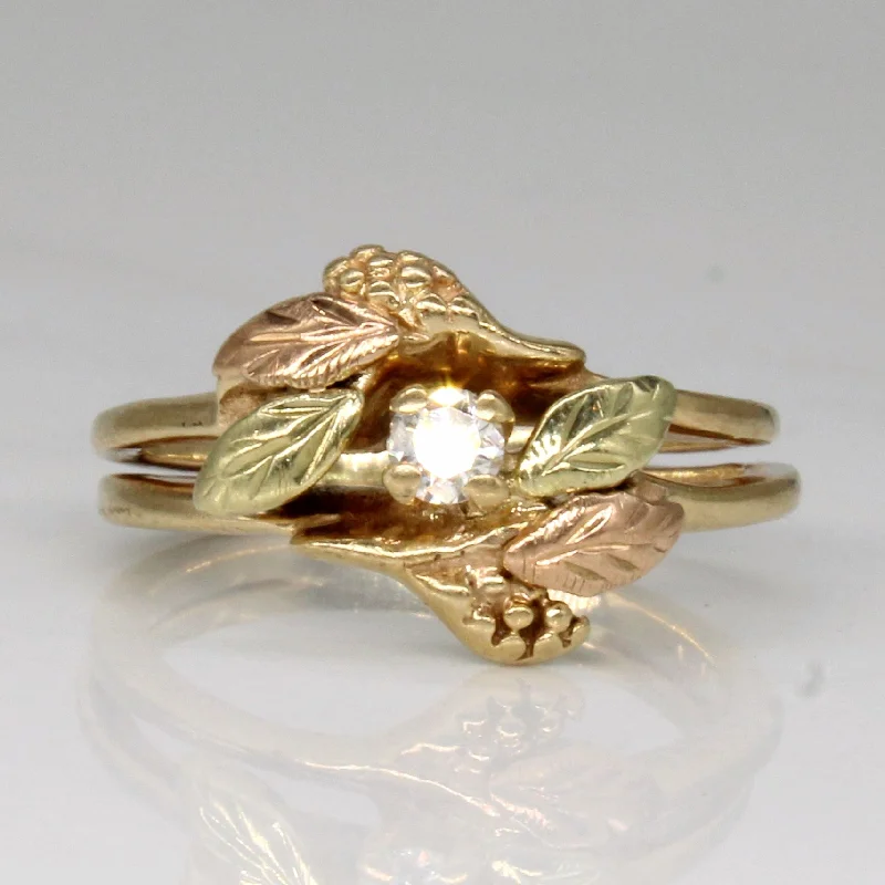 Dainty Floral Jewelry For Feminine Elegance Diamond Leaf Ring | 0.09ct | SZ 4.75 |