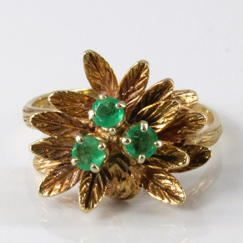 Make Every Moment Shine – Jewelry Discounts Available Floral Design Emerald Ring | 0.30ctw | SZ 8 |