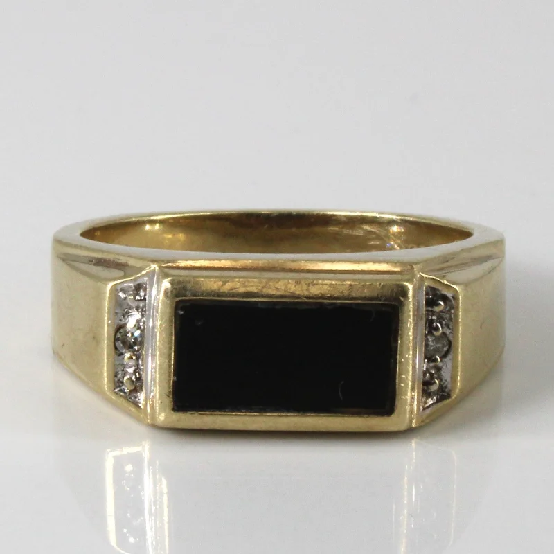 The Biggest Jewelry Sale Of The Year Is Here Onyx & Diamond Flat Edge Ring | 1.00ct | 0.02ctw | SZ 7.5 |