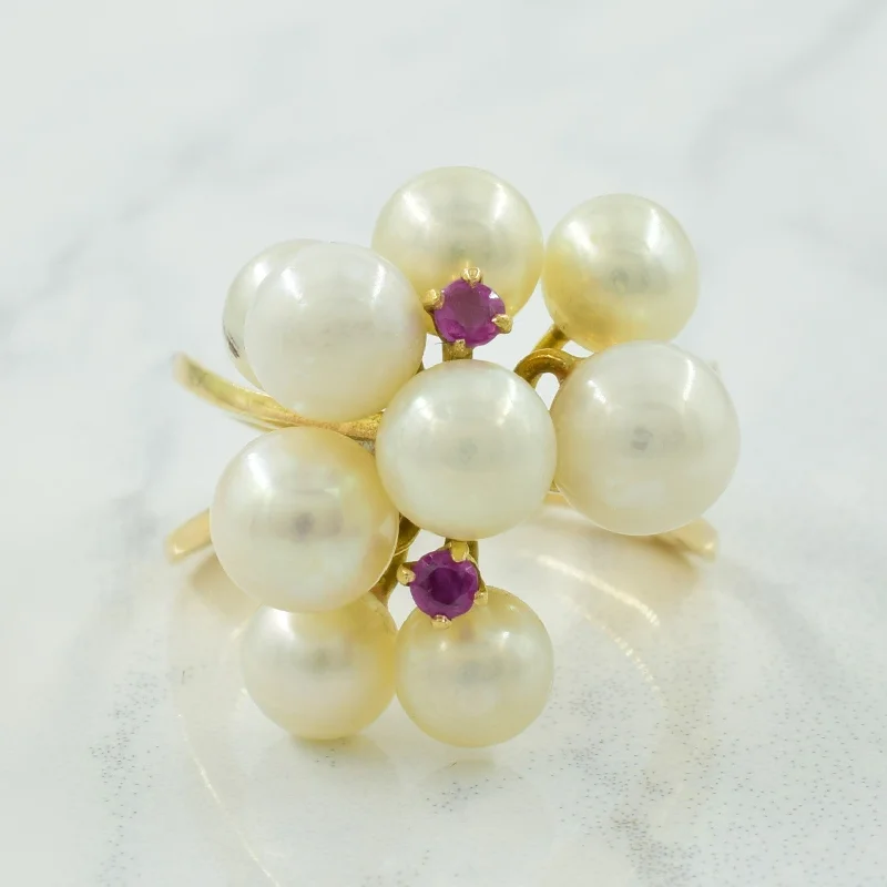 Luxury Jewelry Without The Luxury Price Tag Pearl & Pink Sapphire Cocktail Ring | 13.60ctw | SZ 6 |