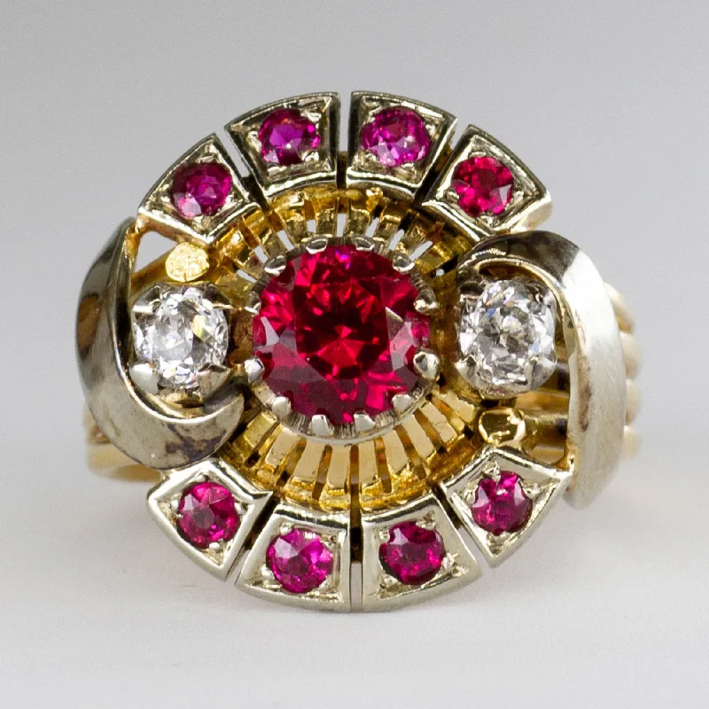 Final Call – Shop Exquisite Jewelry Before It's Gone Ruby & Diamond Two Tone Gold Cocktail Ring | 1.25ctw | 0.30ctw | SZ 4.5 |