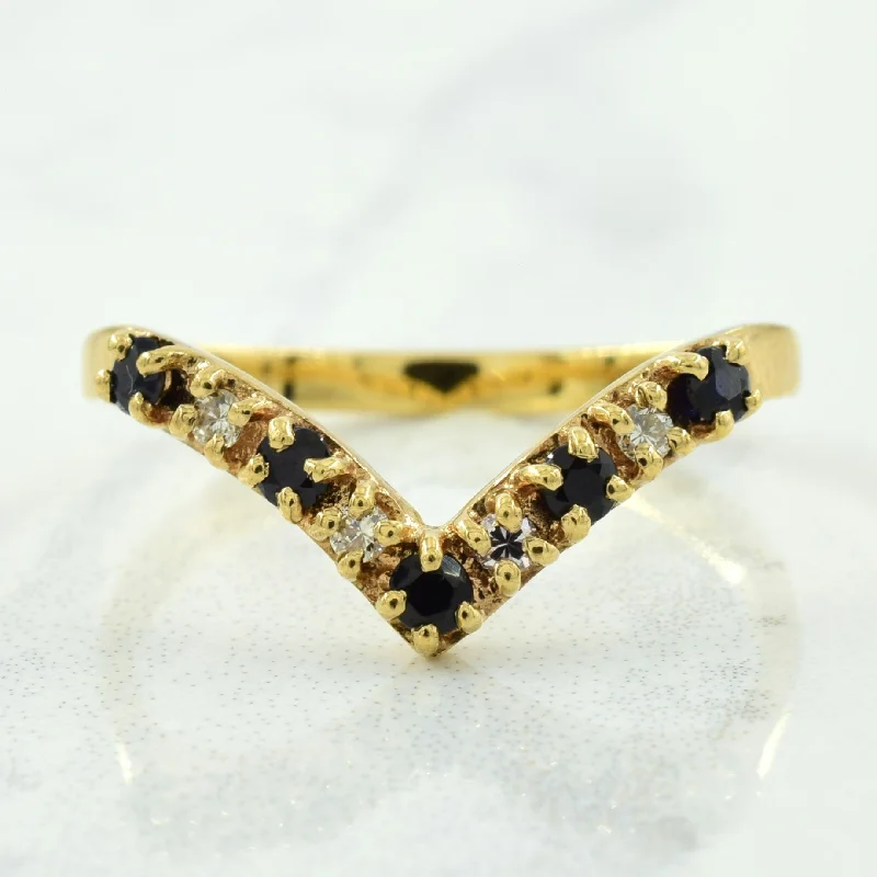 Grab Exquisite Jewelry At The Lowest Prices Sapphire & Diamond Chevron Ring | 0.30ctw, 0.08ctw | SZ 8.5 |