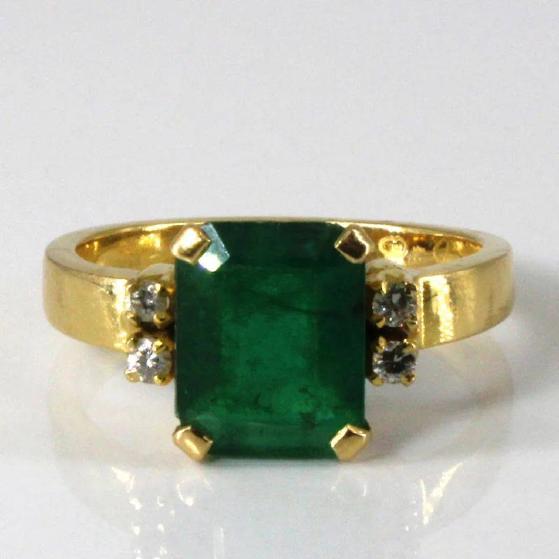 Shop Fine Jewelry With Amazing Deals Solitaire Emerald with Diamonds Cocktail Ring | 2.62ct | 0.12ctw | SZ 7.25 |