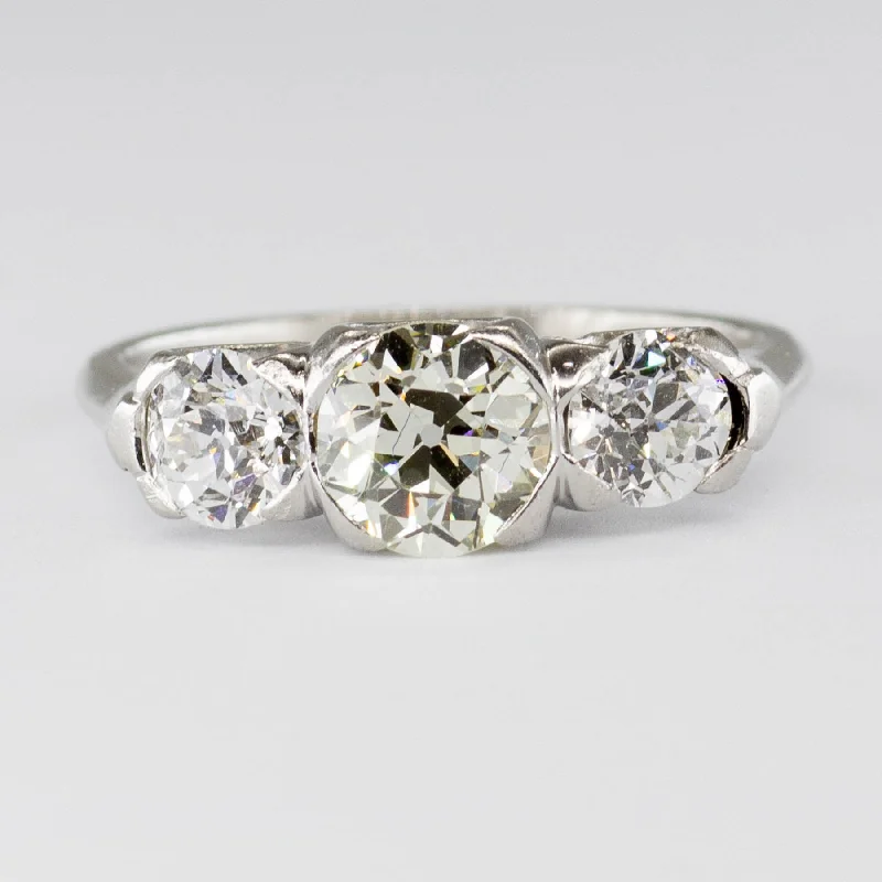 Timeless Jewelry Styles At Wallet-Friendly Prices Antique Old European Cut Three Diamond Platinum Ring | 1.86ctw | SZ 7.5 |