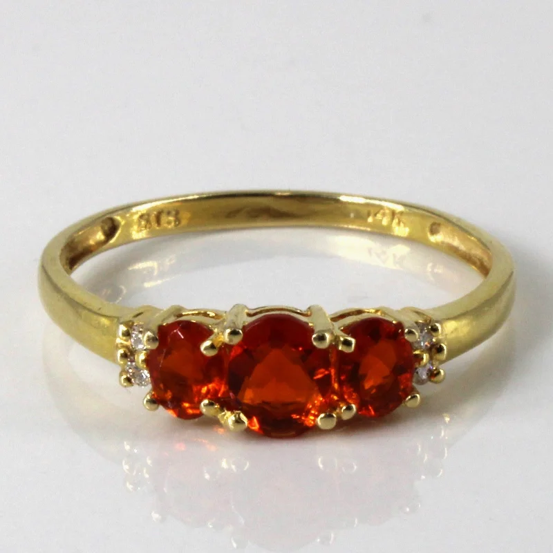 Shop Jewelry That Shines Without The High Price Three Stone Mandarin Garnet & Diamond Ring | 0.75ctw | 0.02ctw | SZ 7.75 |