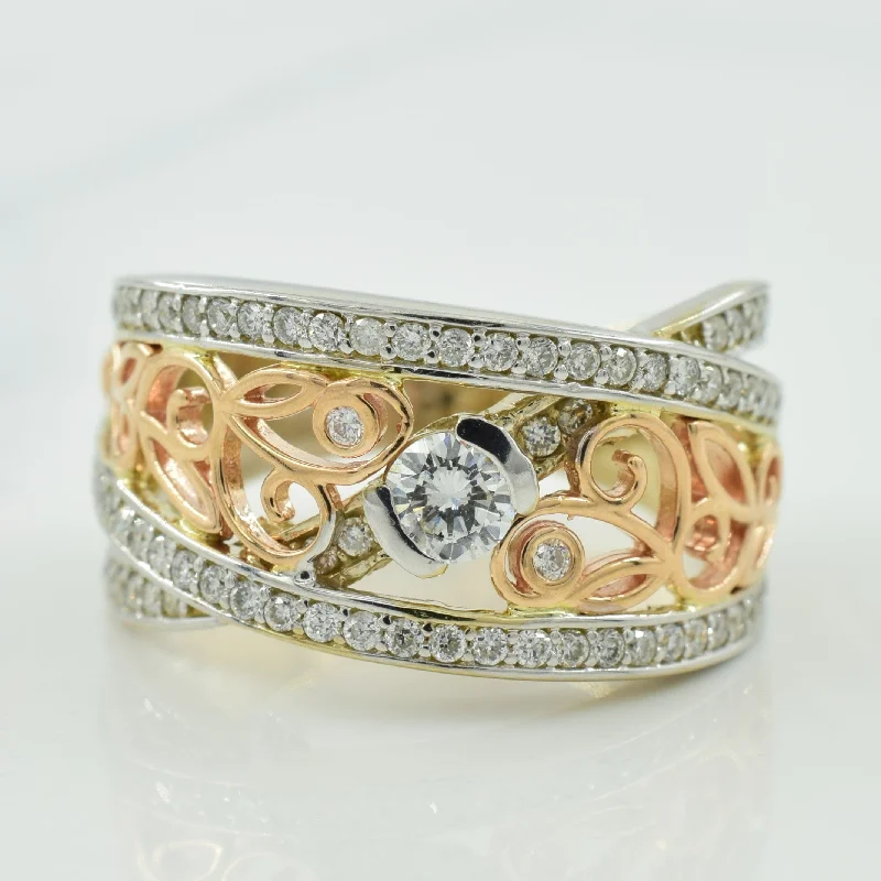 Last Chance To Grab Your Favorite Jewelry At A Discount Two Tone Diamond Crossover Ring | 0.68ctw | SZ 6.25 |