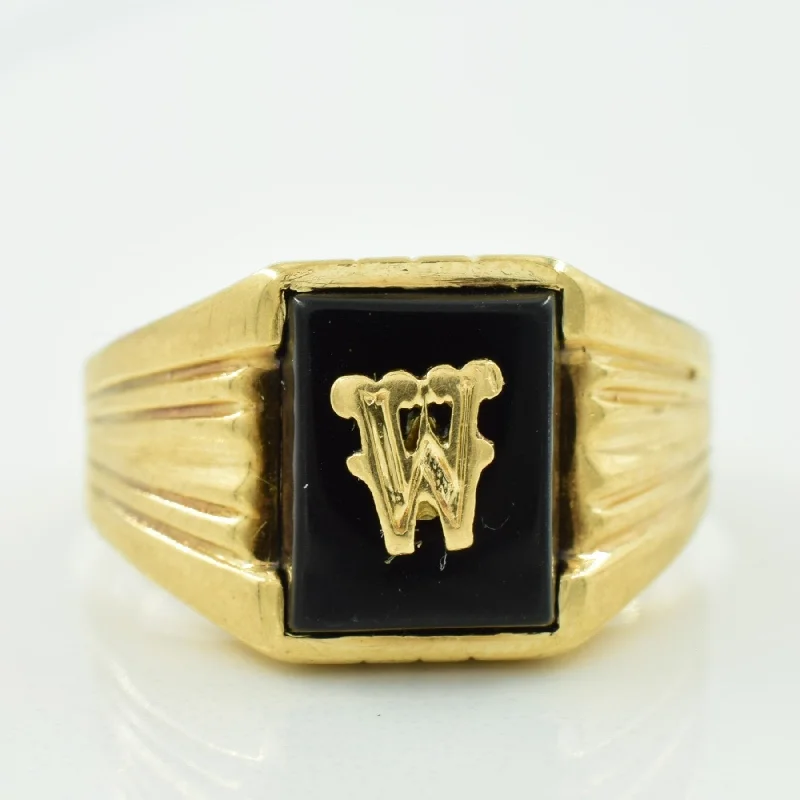 Grab Your Dream Jewelry At The Lowest Prices 'W' Initialed Black Onyx Ring | 2.30ct | SZ 7.75 |