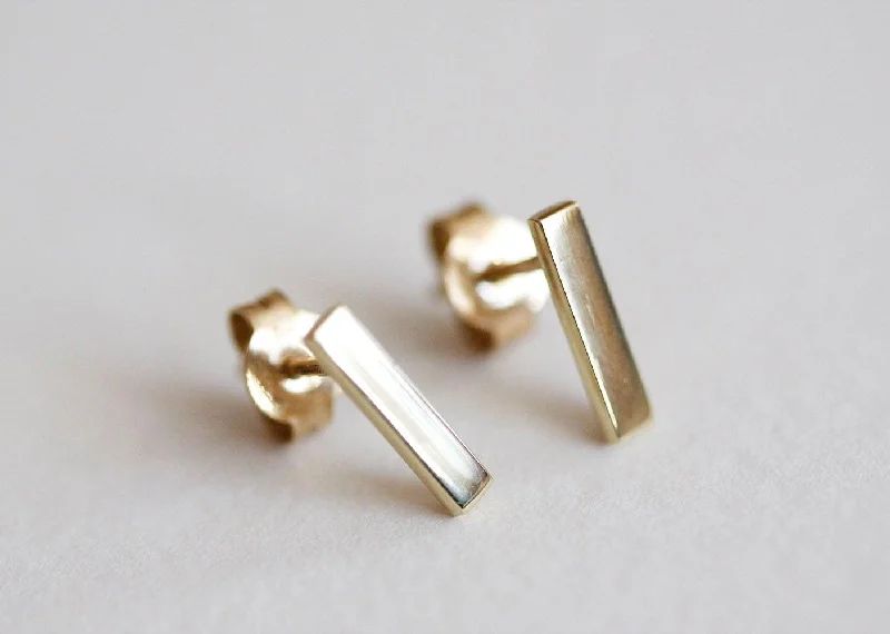 Celebrate With Sparkle – Jewelry Sale Now Live Gold Bar Earrings, 14K Yellow Gold Studs