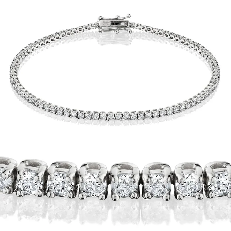 2ct Lab Grown Diamond Tennis Bracelet 14K White Gold 7"