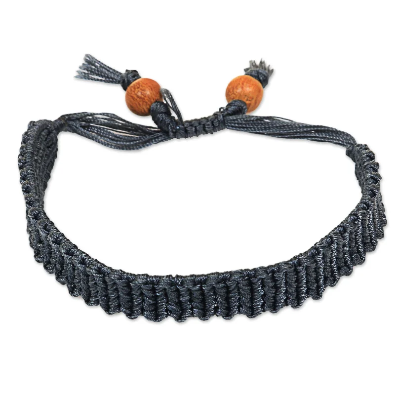 Exclusive Jewelry Sale – Shine For Less Braided Grey Wood Wristband Bracelet