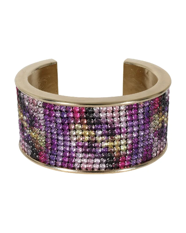 Seasonal Jewelry Deals – Elevate Your Style Chanel 2015 Multi-Color Strass Wide Gold Plated Cuff Bracelet