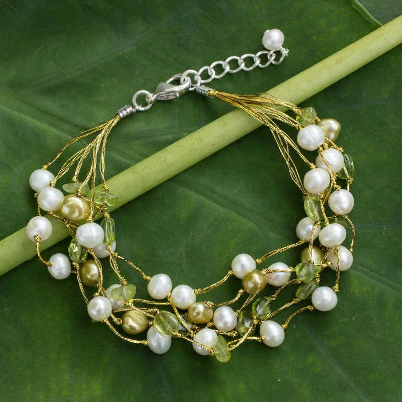 Limited-Time Offer On Elegant Jewelry Pieces Cloud Forest Peridot & Pearl Beaded Bracelet