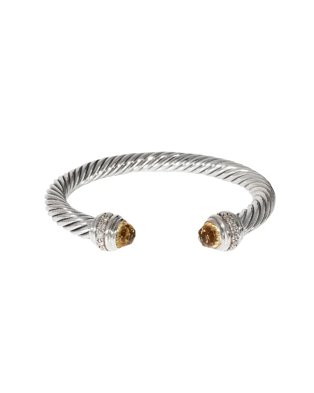 Affordable Glamour – Premium Jewelry At Special Prices David Yurman Cable Bracelet With Citrine in Sterling Silver 0.41 CTW