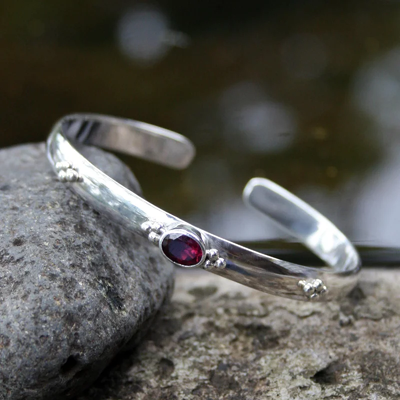 Premium Jewelry At Special Low Prices For A Limited Time Eye of Beauty Garnet Cuff Bracelet