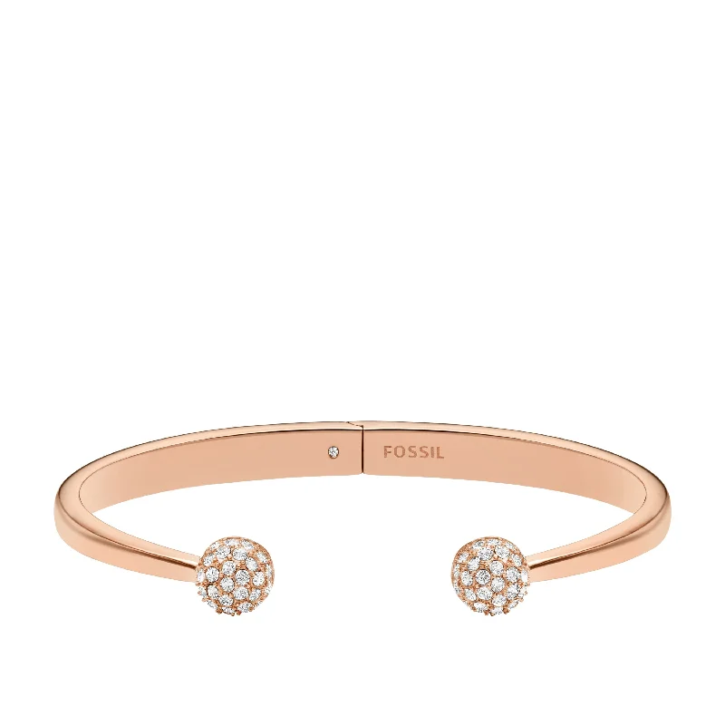 Fossil Women's Hazel Glitz Cuff Rose Gold-Tone Stainless Steel Cuff Bracelet