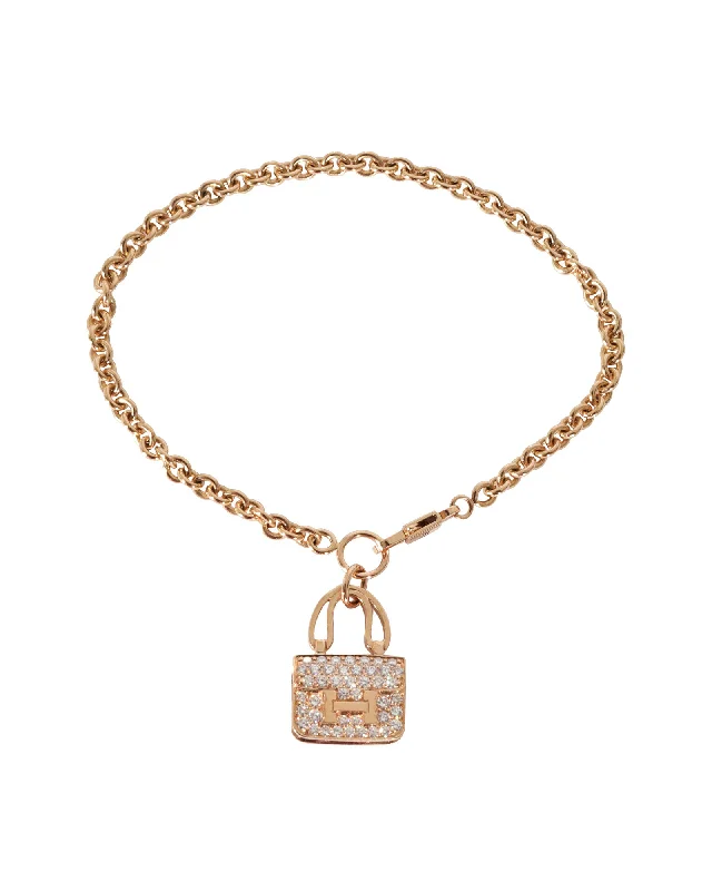 Personalized Jewelry Sale – Unique Pieces At Great Prices Hermès Amulettes Collection Constance Diamond Bracelet in 18k Rose Gold 0.44 CTW