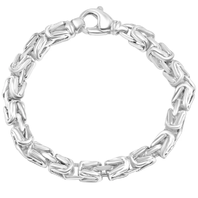 Men's 14k Gold (84gram) or Platinum (157gram) 8mm Link Byzantine Bracelet 8.5"