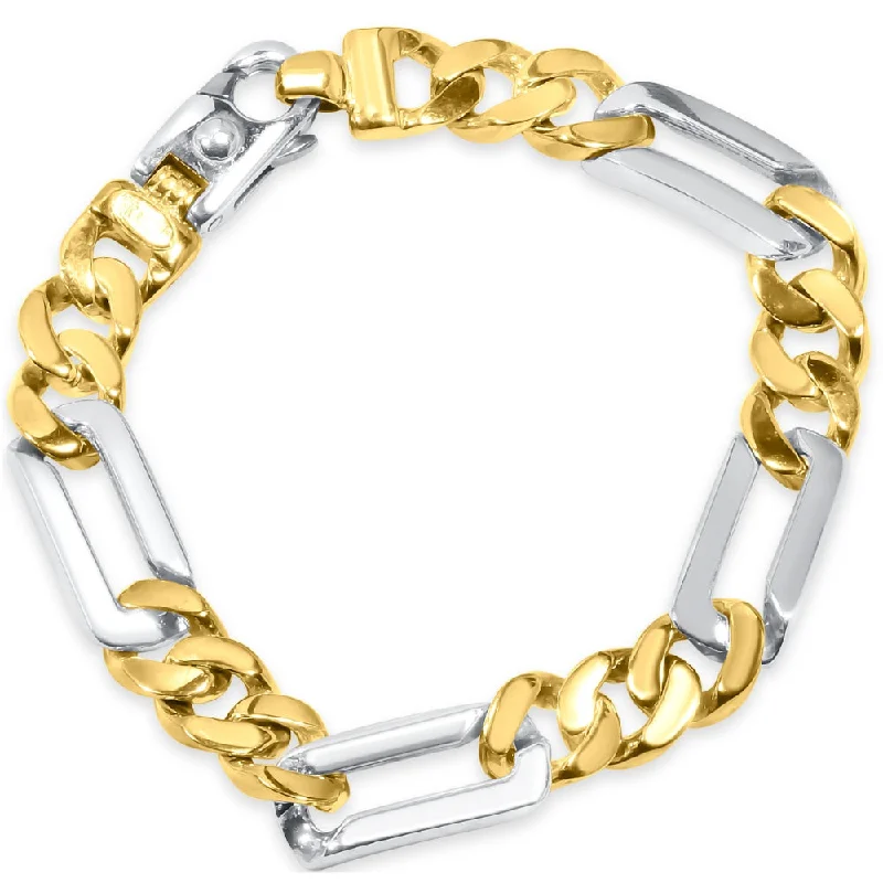 Shop Dazzling Jewelry At The Best Prices Men's Figaro Link 14k Gold (49gram) or Platinum (80gram) 10.5mm Bracelet 8.25"