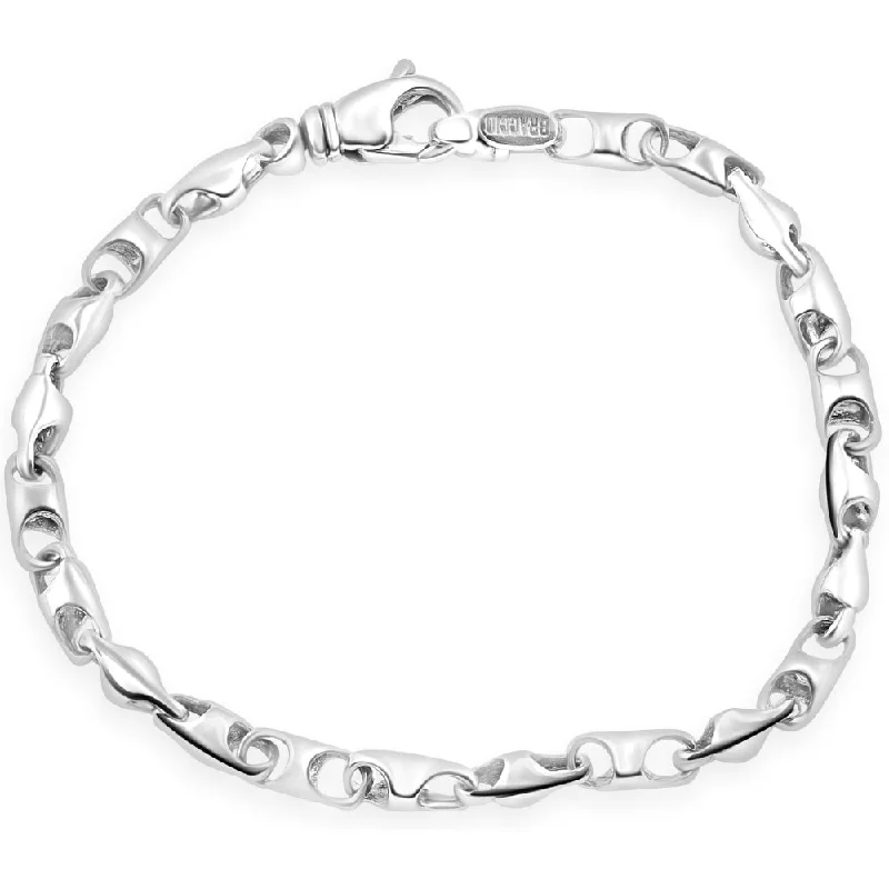 Men's Marine Designed 14k Gold (14g) or Platinum (26g) 4mm Link Bracelet 8.5"