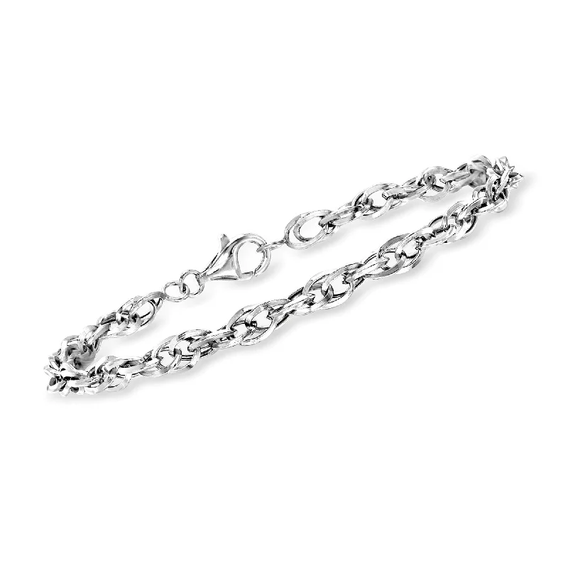 Ross-Simons 14kt White Gold Interlocking Double-Oval Link Bracelet