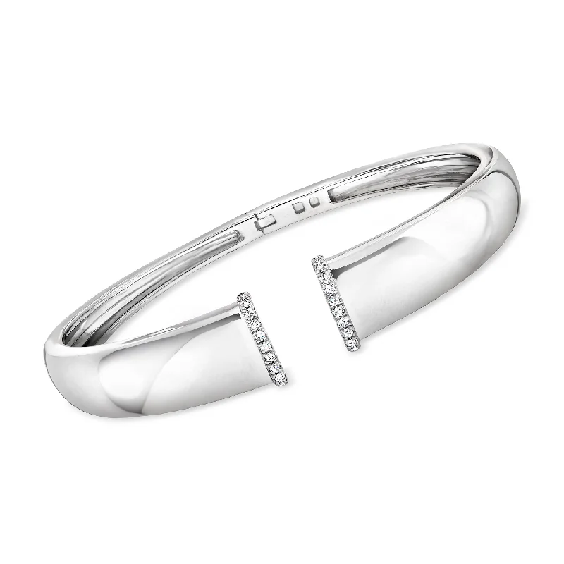 Ross-Simons Diamond-Edge Cuff Bracelet in Sterling Silver