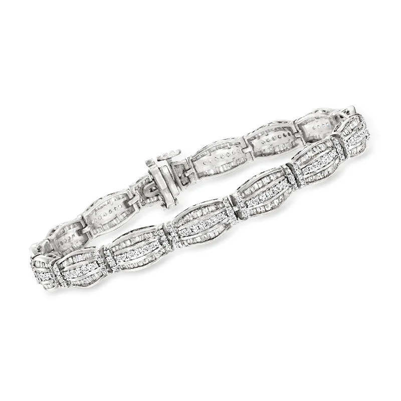 Bestselling Jewelry At Special Promotional Rates Ross-Simons Round and Baguette Diamond Bracelet in Sterling Silver