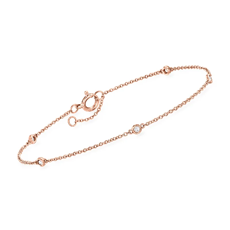 RS Pure by Ross-Simons Diamond Station Bracelet in 14kt Rose Gold