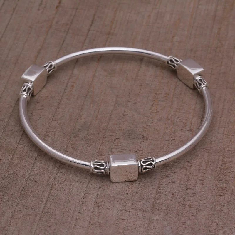 Handcrafted Jewelry Sale – Unique Designs At Low Prices Square Reflection Silver Bangle Bracelet