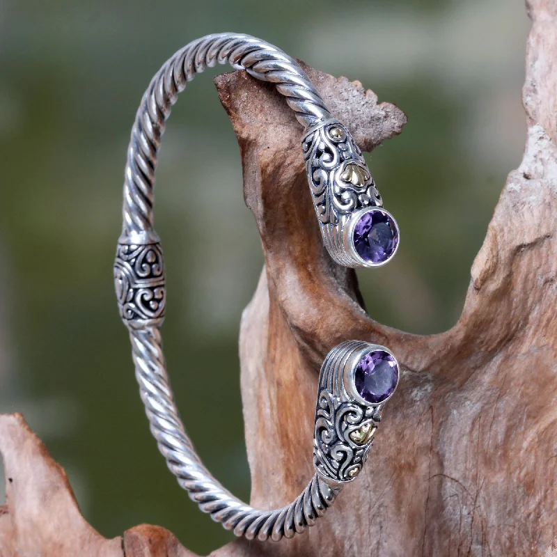 Sterling Silver & Amethyst Bangle Bracelet