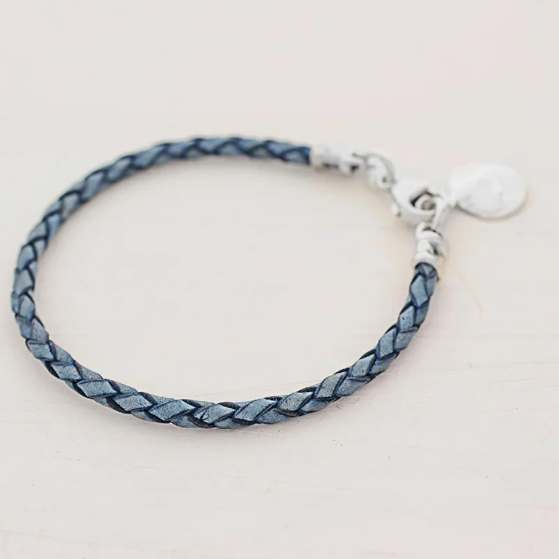 Walk of Life in Blue Silver Leather Charm Bracelet