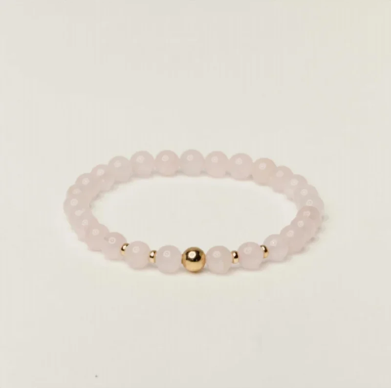 Women's Love Bracelet In Madagascar Rose Quartz & 14K Gold